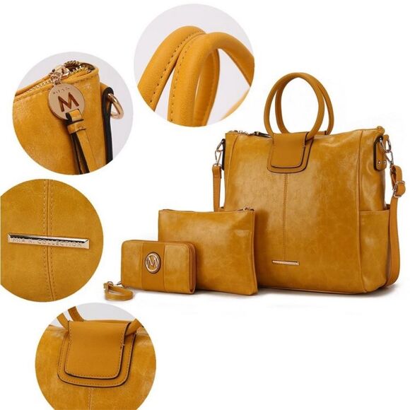 MKF Zori Women's Collection By Mia K Arya Signature Tote Bag and Set Of 4 Blue - Picture 3 of 12